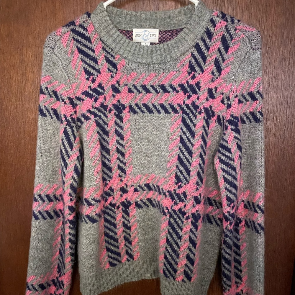 Jun & Ivy wool plaid sweater